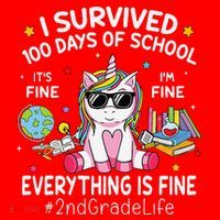 Unicorn I Survived 100 Days Of School Its Fine 2nd Grade Santa Hat thumb 1