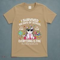 Unicorn I Survived 100 Days Of School Its Fine 2nd Grade T-Shirt thumb 5