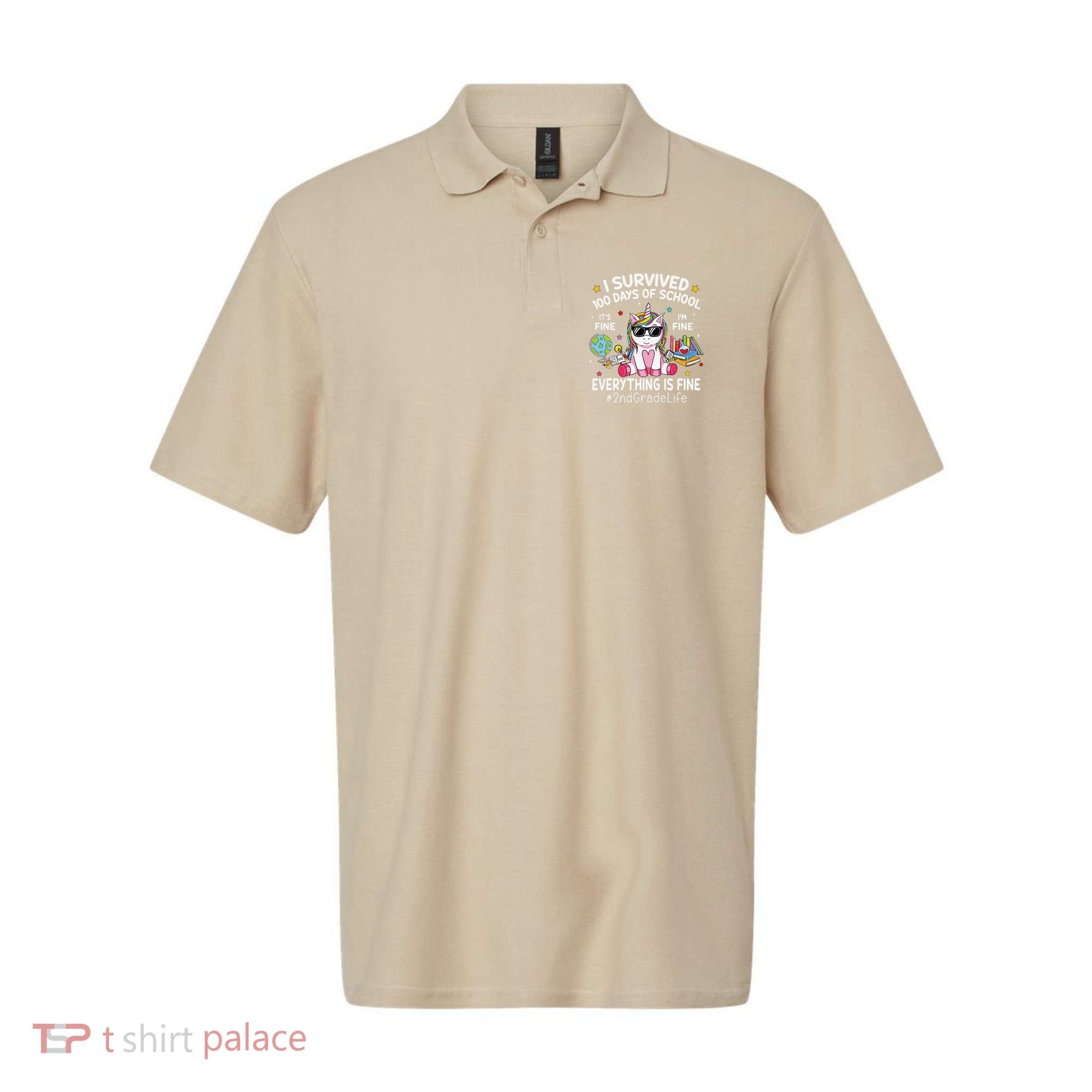 Unicorn I Survived 100 Days Of School Its Fine 2nd Grade Polo