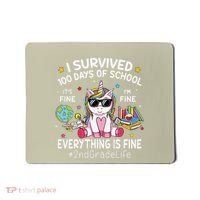 Unicorn I Survived 100 Days Of School Its Fine 2nd Grade Mousepad thumb 0