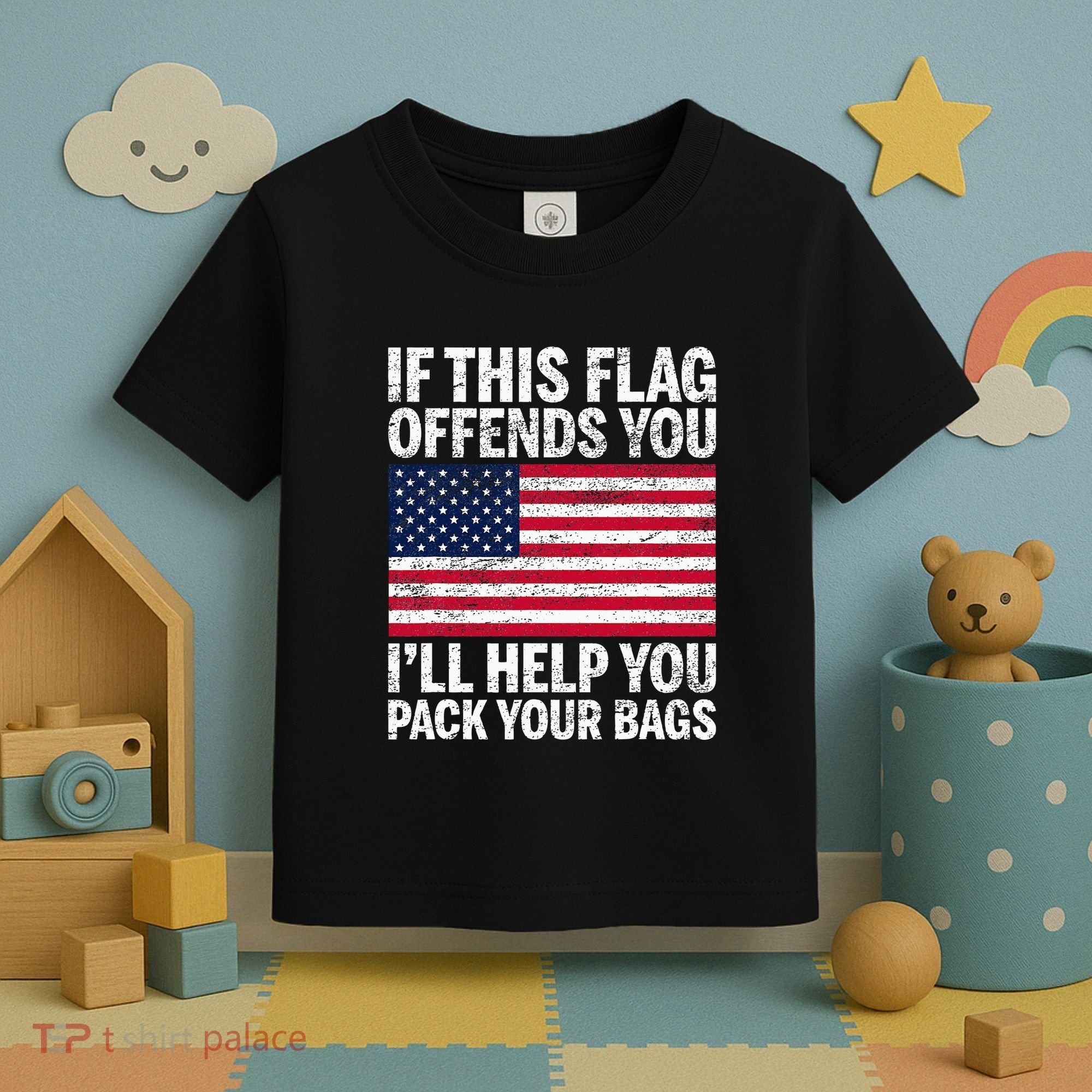 Usa If This Flag Offends You ILl Help You Pack Your Bags Toddler T-Shirt
