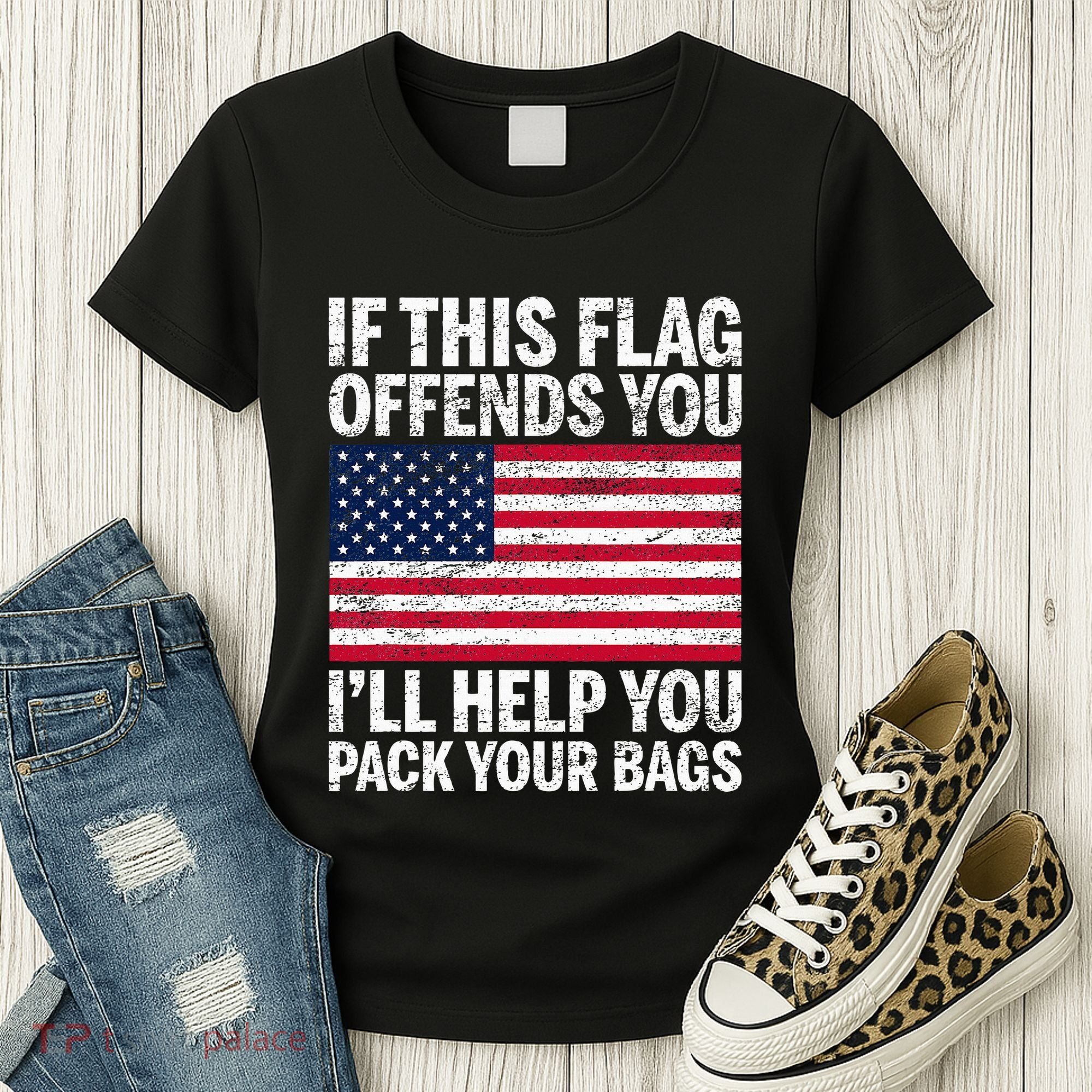 Usa If This Flag Offends You ILl Help You Pack Your Bags Women's T-Shirt