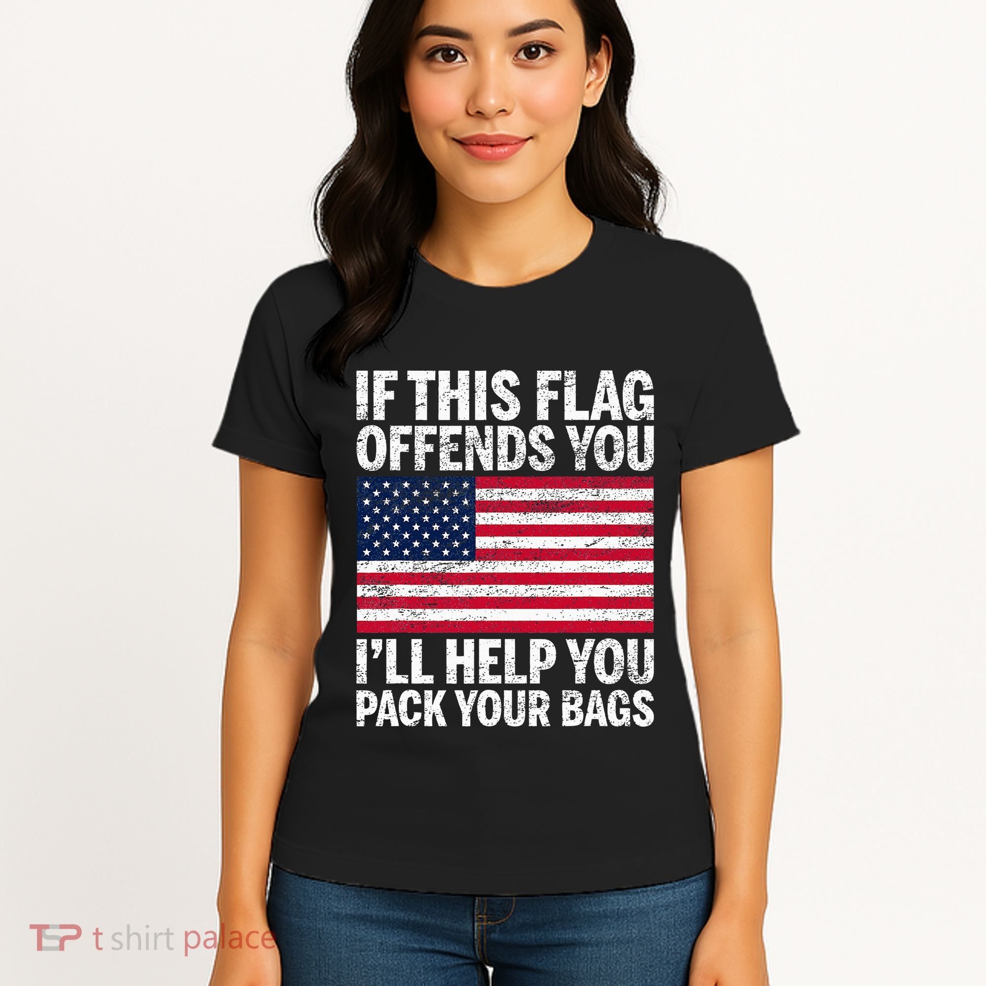 Usa If This Flag Offends You ILl Help You Pack Your Bags Women's T-Shirt