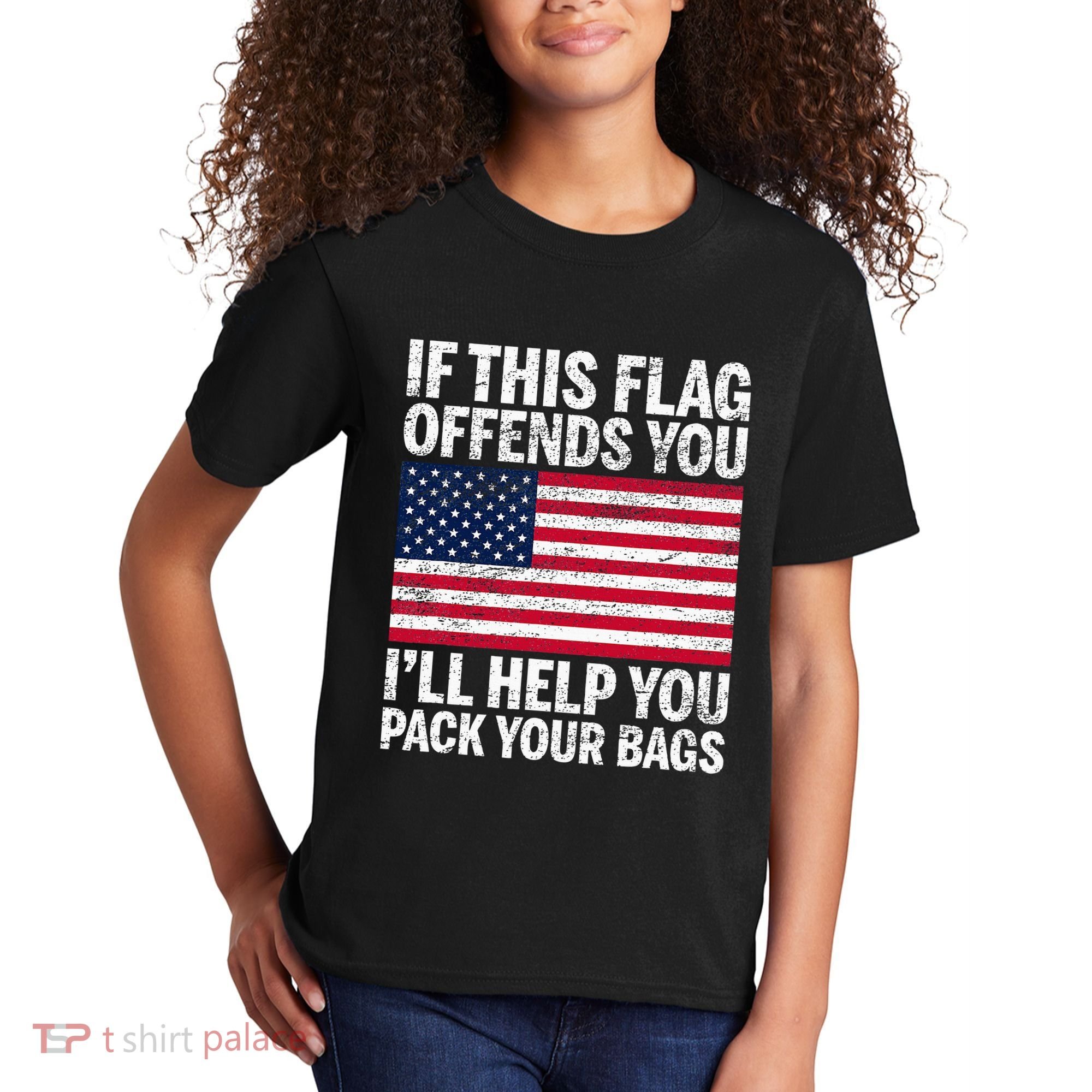 Usa If This Flag Offends You ILl Help You Pack Your Bags Kids T-Shirt