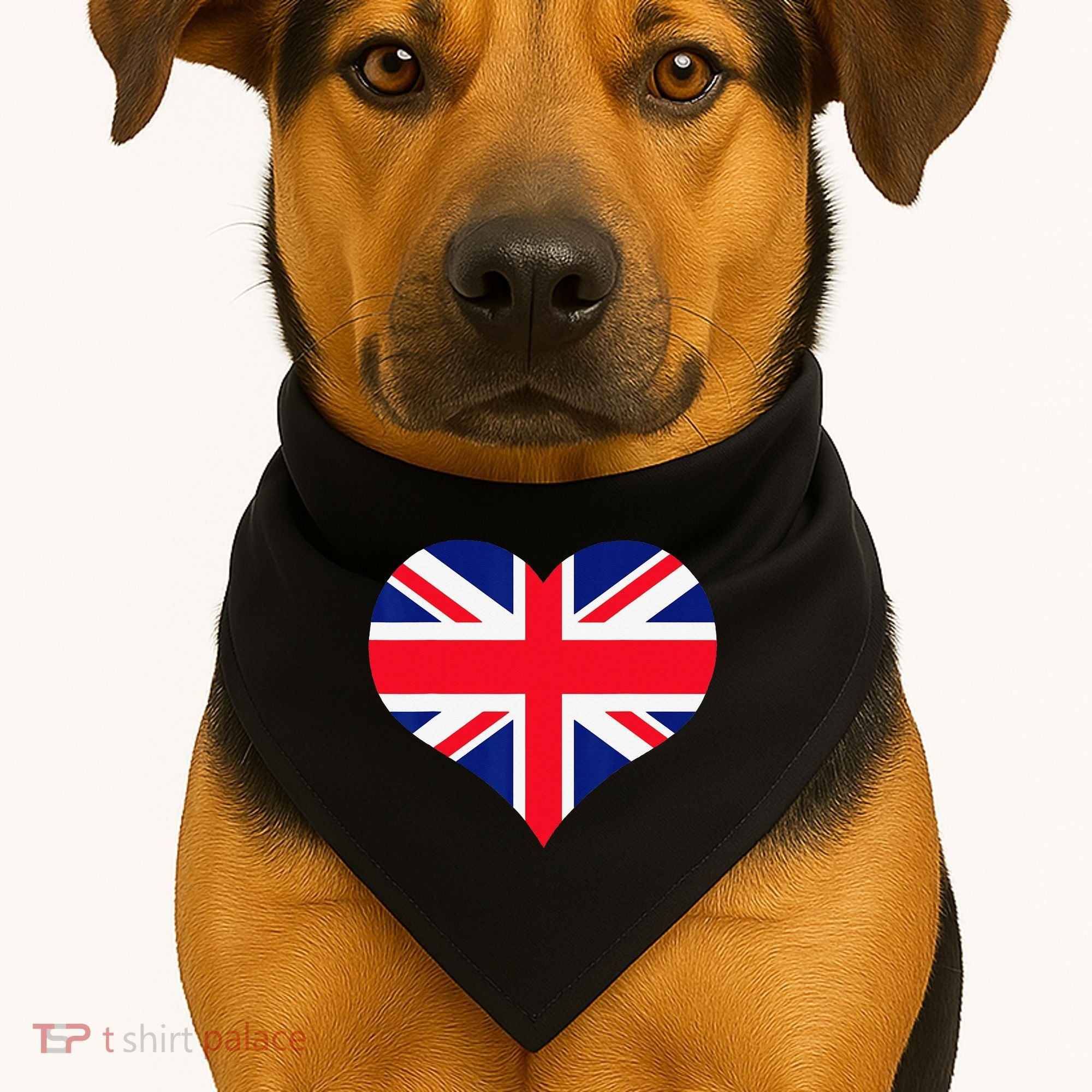Union Jack British Flag Heart British Isles USA-Made Doggie Bandana
