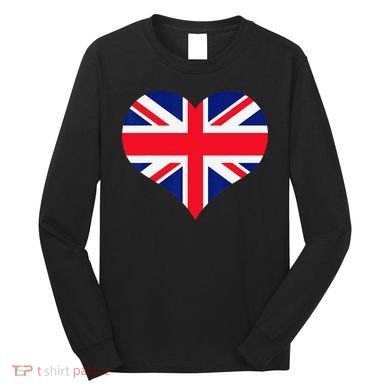 Union Jack British Flag Heart British Isles Long Sleeve Shirt