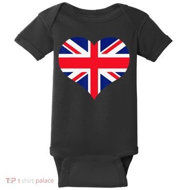 Union Jack British Flag Heart British Isles Baby Bodysuit