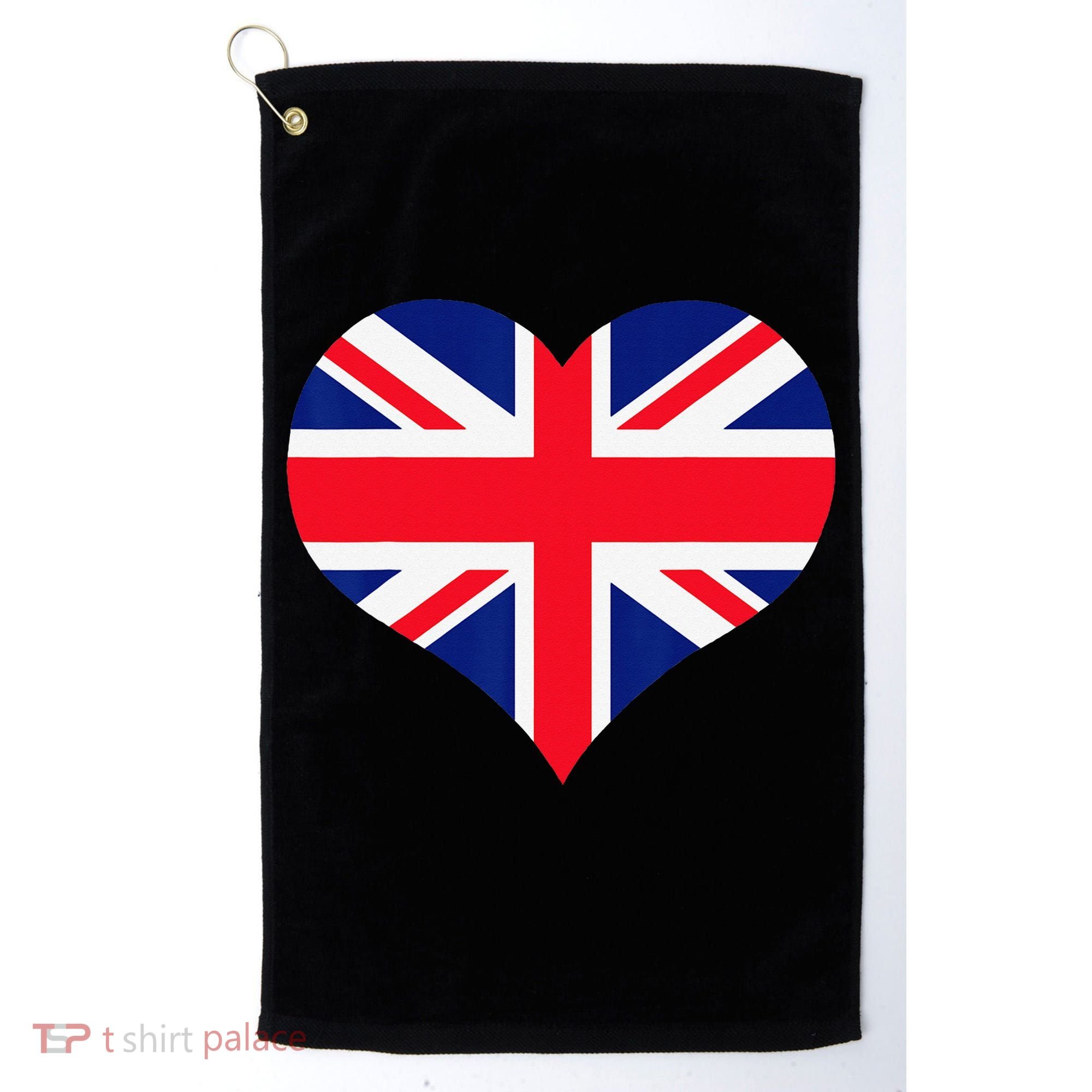 Union Jack British Flag Heart British Isles Golf Towel