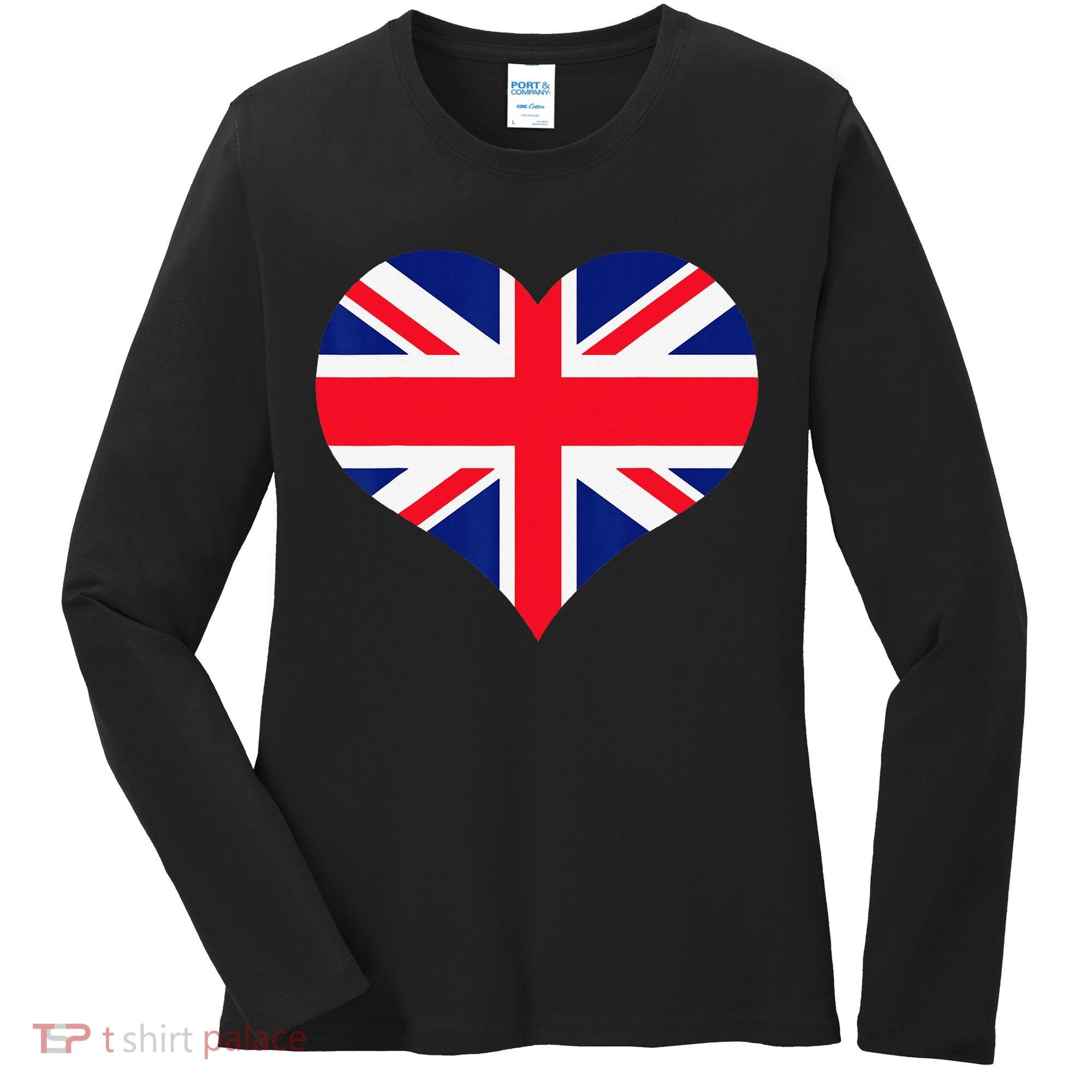 Union Jack British Flag Heart British Isles Women's Long Sleeve Shirt