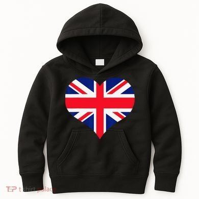 Union Jack British Flag Heart British Isles Kids Hoodie