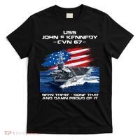 USS John F Kennedy CV 67 Aircraft Carrier Veteran USA Flag T-Shirt thumb 0