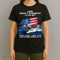 USS John F Kennedy CV 67 Aircraft Carrier Veteran USA Flag T-Shirt thumb 4