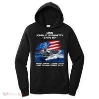 USS John F Kennedy CV 67 Aircraft Carrier Veteran USA Flag Women's Hoodie thumb 0