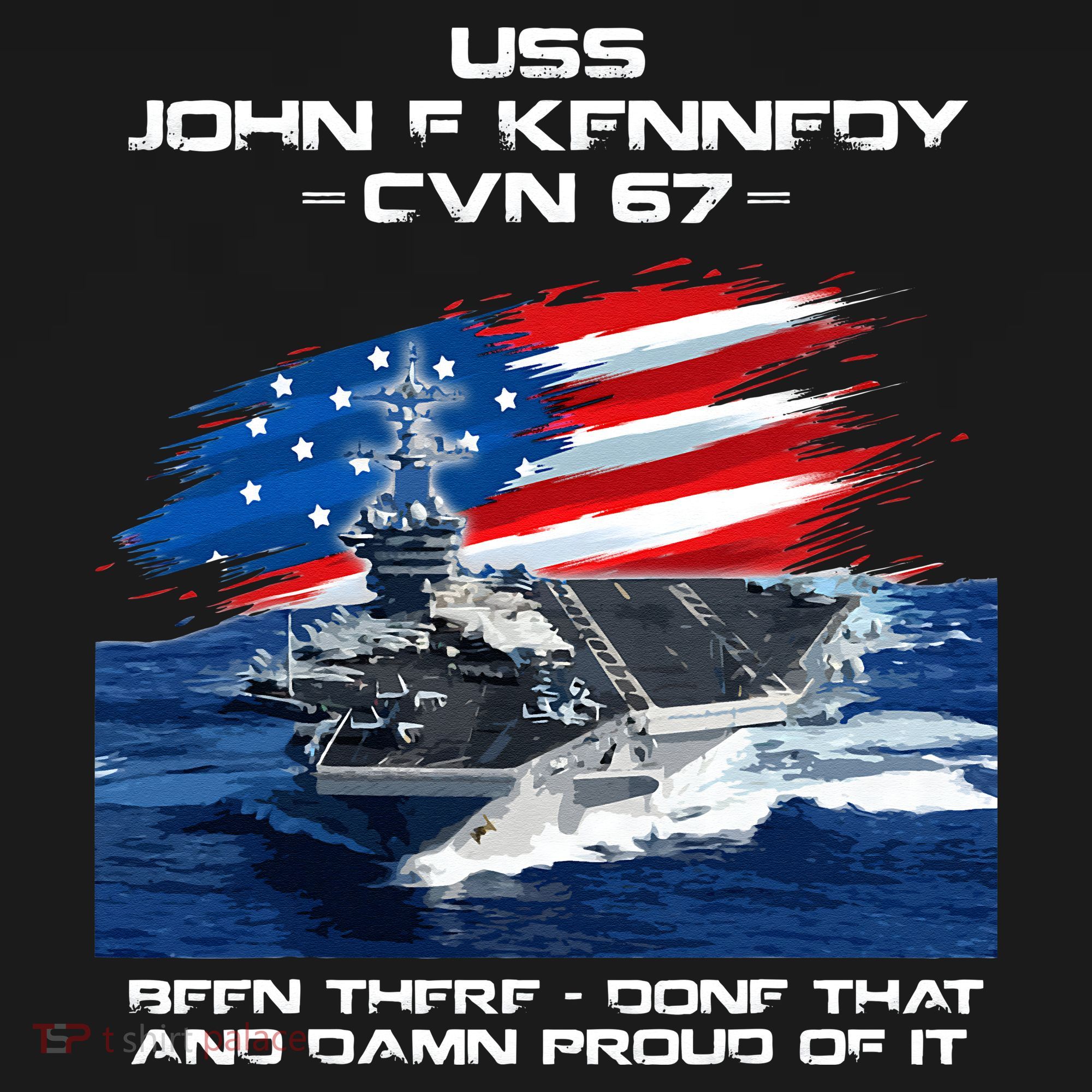 USS John F Kennedy CV 67 Aircraft Carrier Veteran USA Flag Women's Hoodie