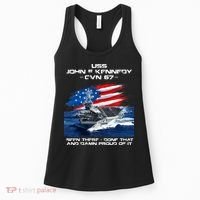 USS John F Kennedy CV 67 Aircraft Carrier Veteran USA Flag Women's Tank Top thumb 0