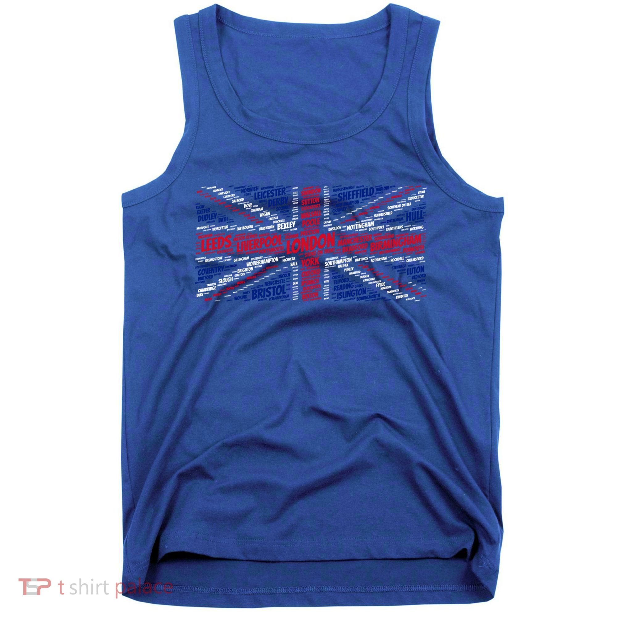 Union Jack With City Called Word Art Gift Tank Top