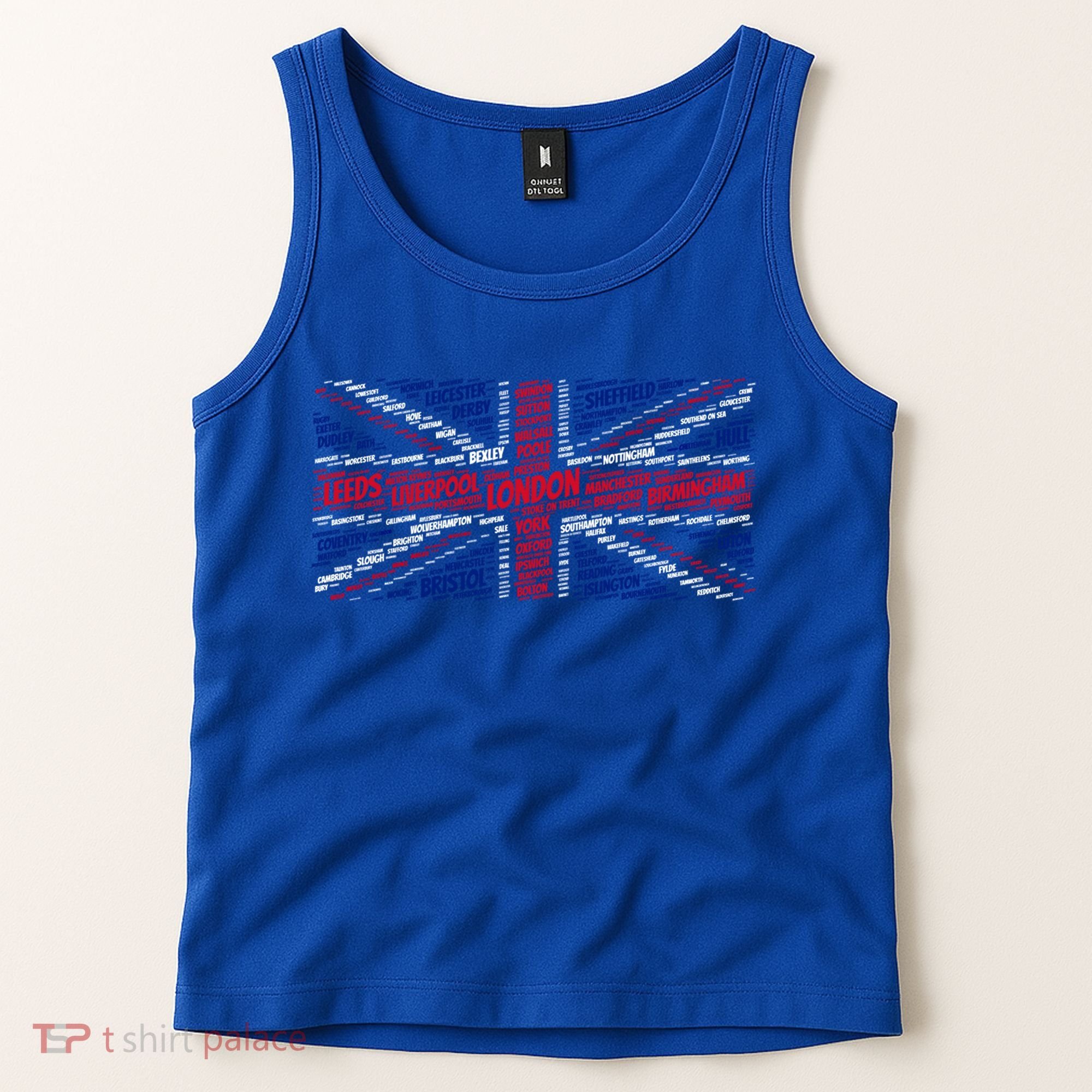 Union Jack With City Called Word Art Gift Tank Top