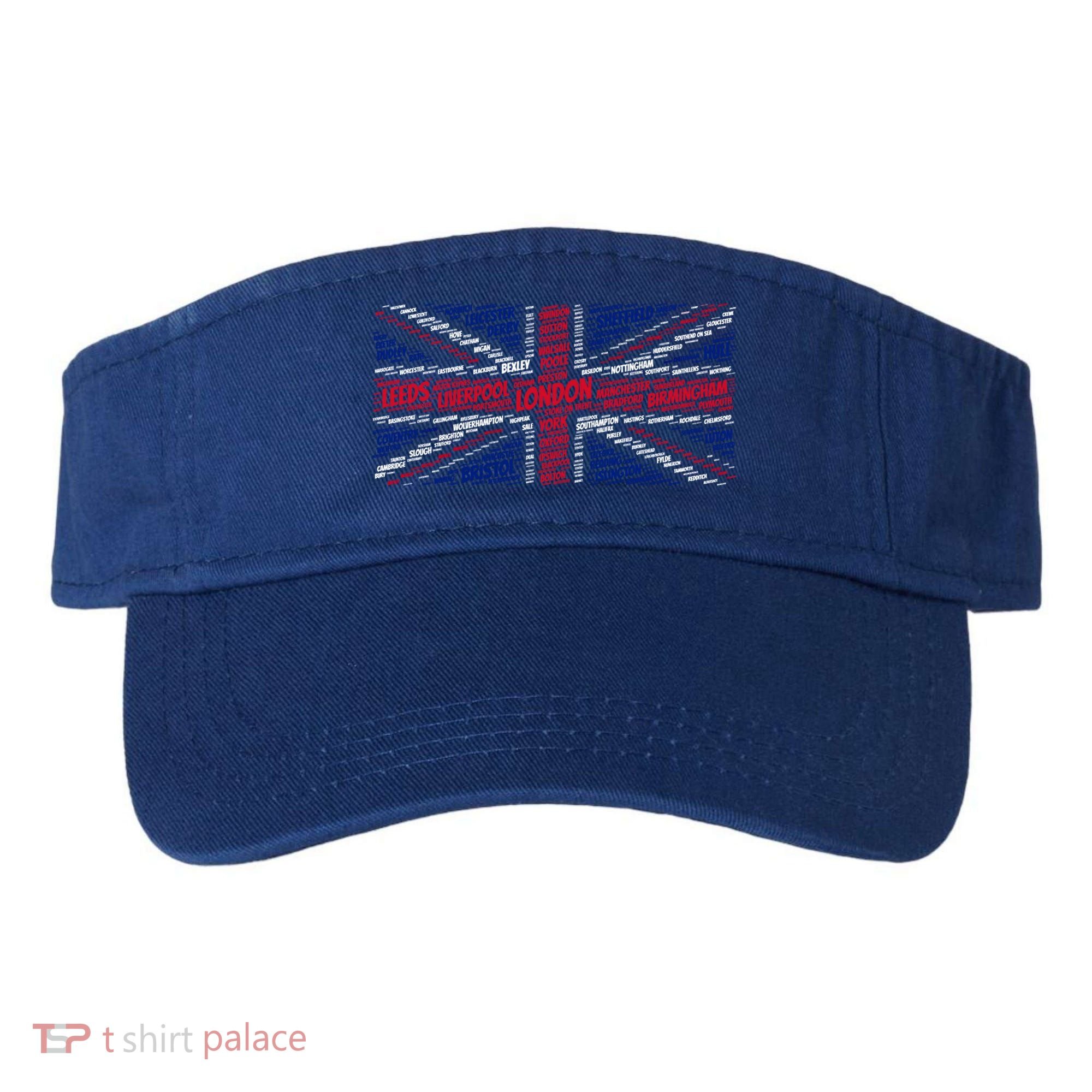 Union Jack With City Called Word Art Gift Visor