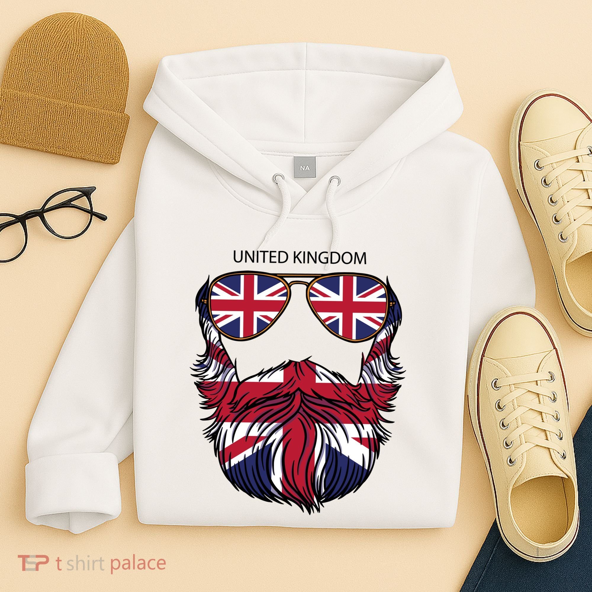 United Kingdom Beard Flag Hoodie