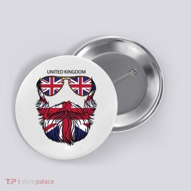 United Kingdom Beard Flag Button