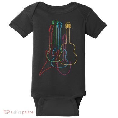 Uab Kidkis Colored Guitars Electric Acoustic  Baby Bodysuit
