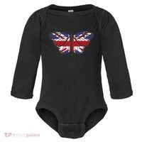 United Kingdom Flag Butterfly Baby Long Sleeve Bodysuit thumb 0