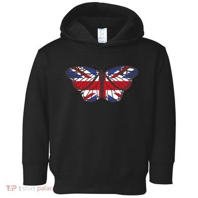 United Kingdom Flag Butterfly Toddler Hoodie