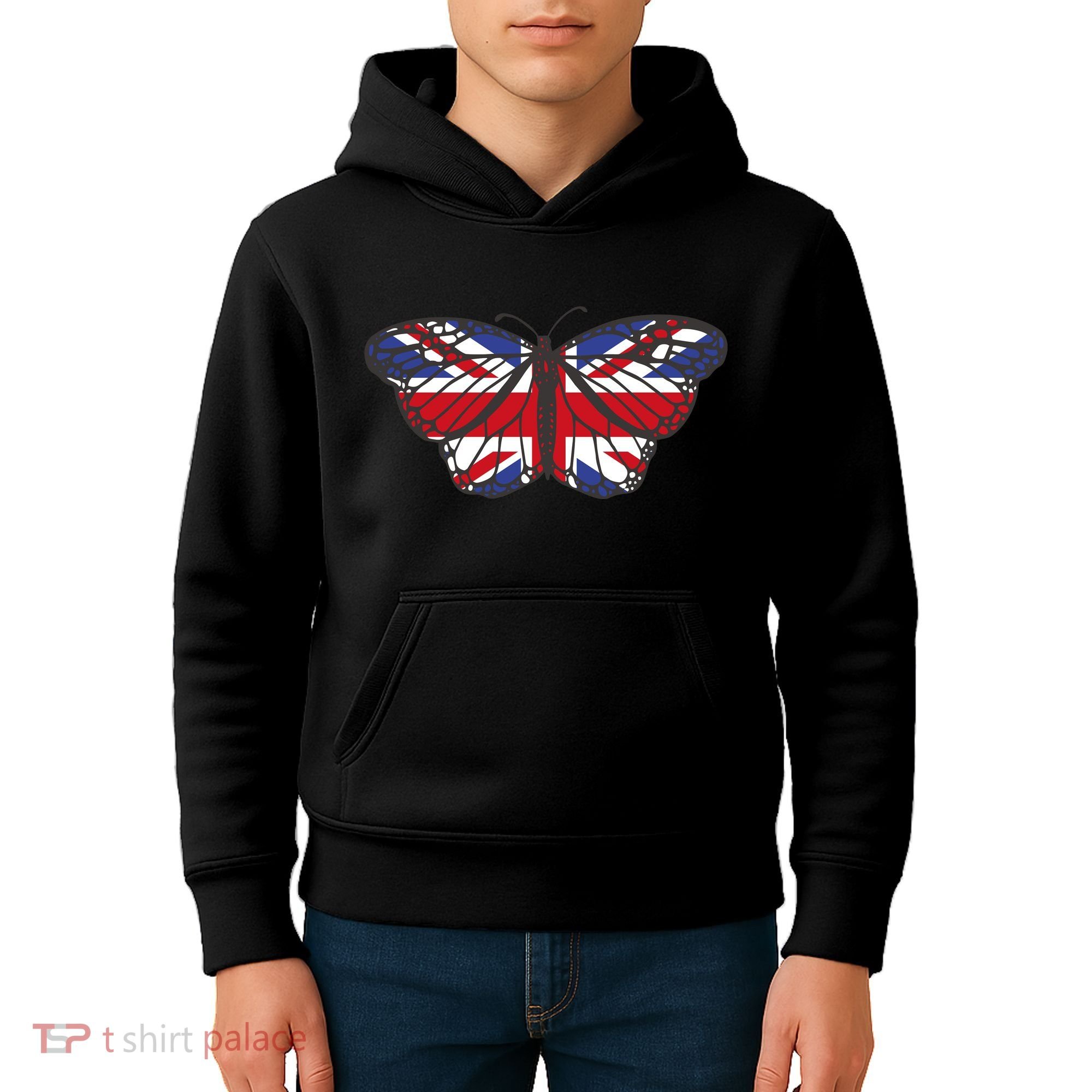 United Kingdom Flag Butterfly Kids Hoodie