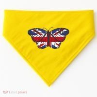 United Kingdom Flag Butterfly USA-Made Doggie Bandana thumb 0
