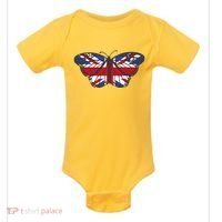 United Kingdom Flag Butterfly Baby Bodysuit thumb 0