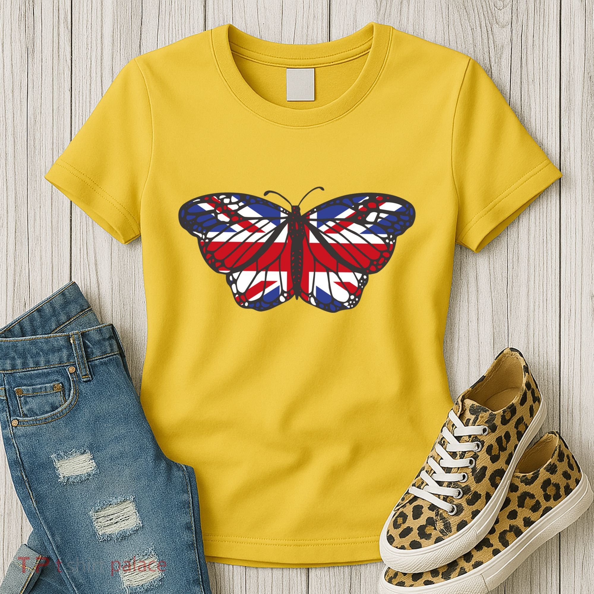 United Kingdom Flag Butterfly Women's T-Shirt