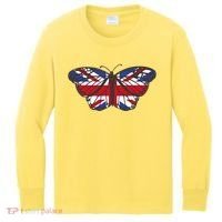 United Kingdom Flag Butterfly Kids Long Sleeve Shirt thumb 0