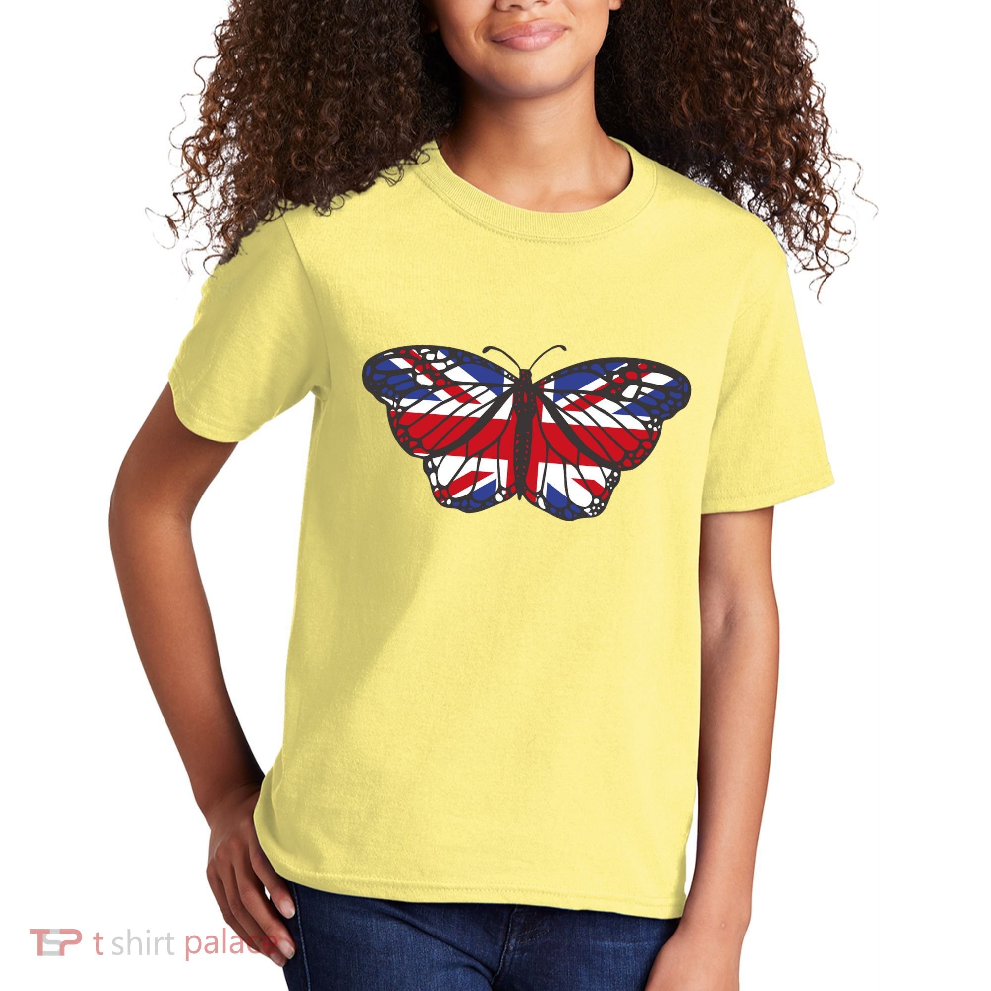 United Kingdom Flag Butterfly Kids T-Shirt