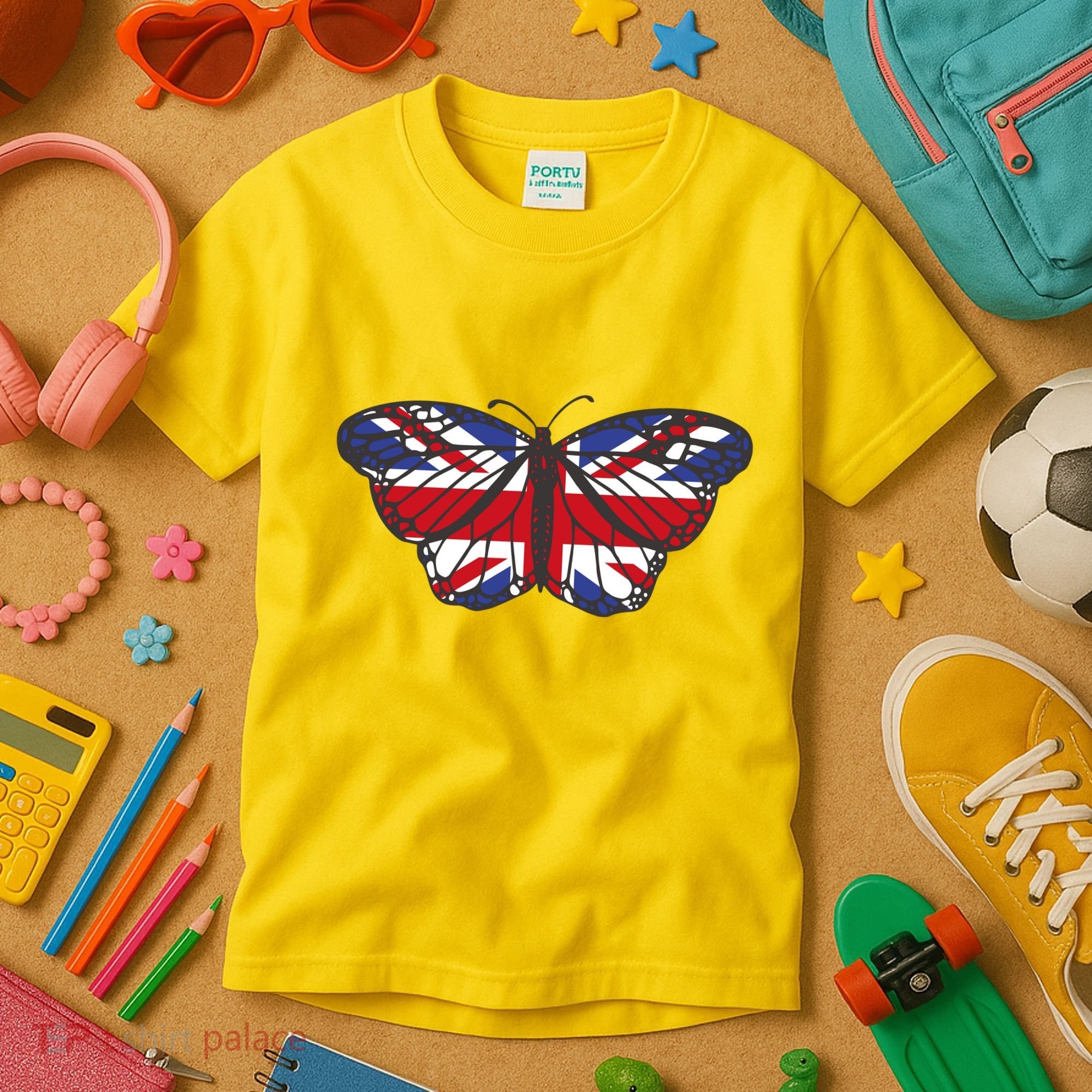 United Kingdom Flag Butterfly Kids T-Shirt