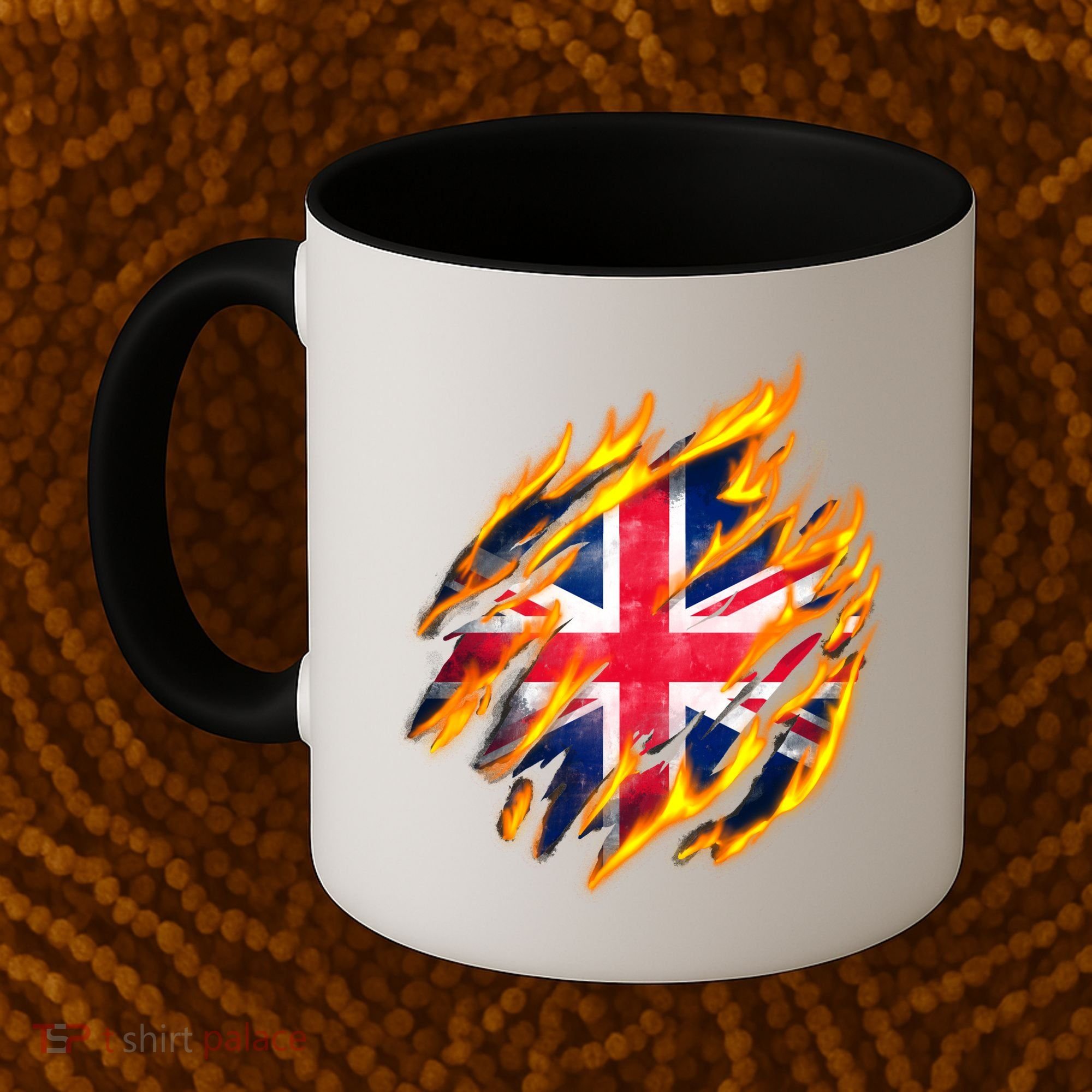 United Kingdom Flame Flag Coffee Mug