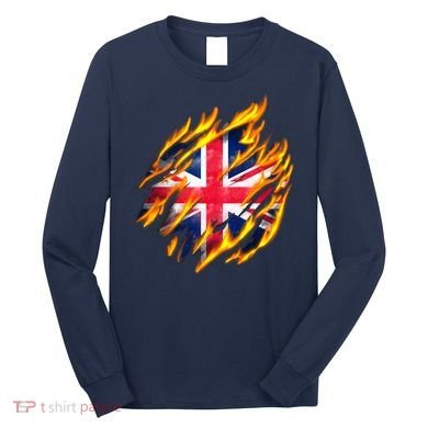 United Kingdom Flame Flag Long Sleeve Shirt