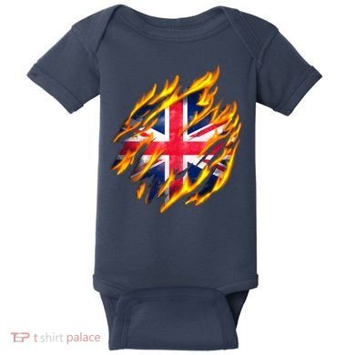 United Kingdom Flame Flag Baby Bodysuit