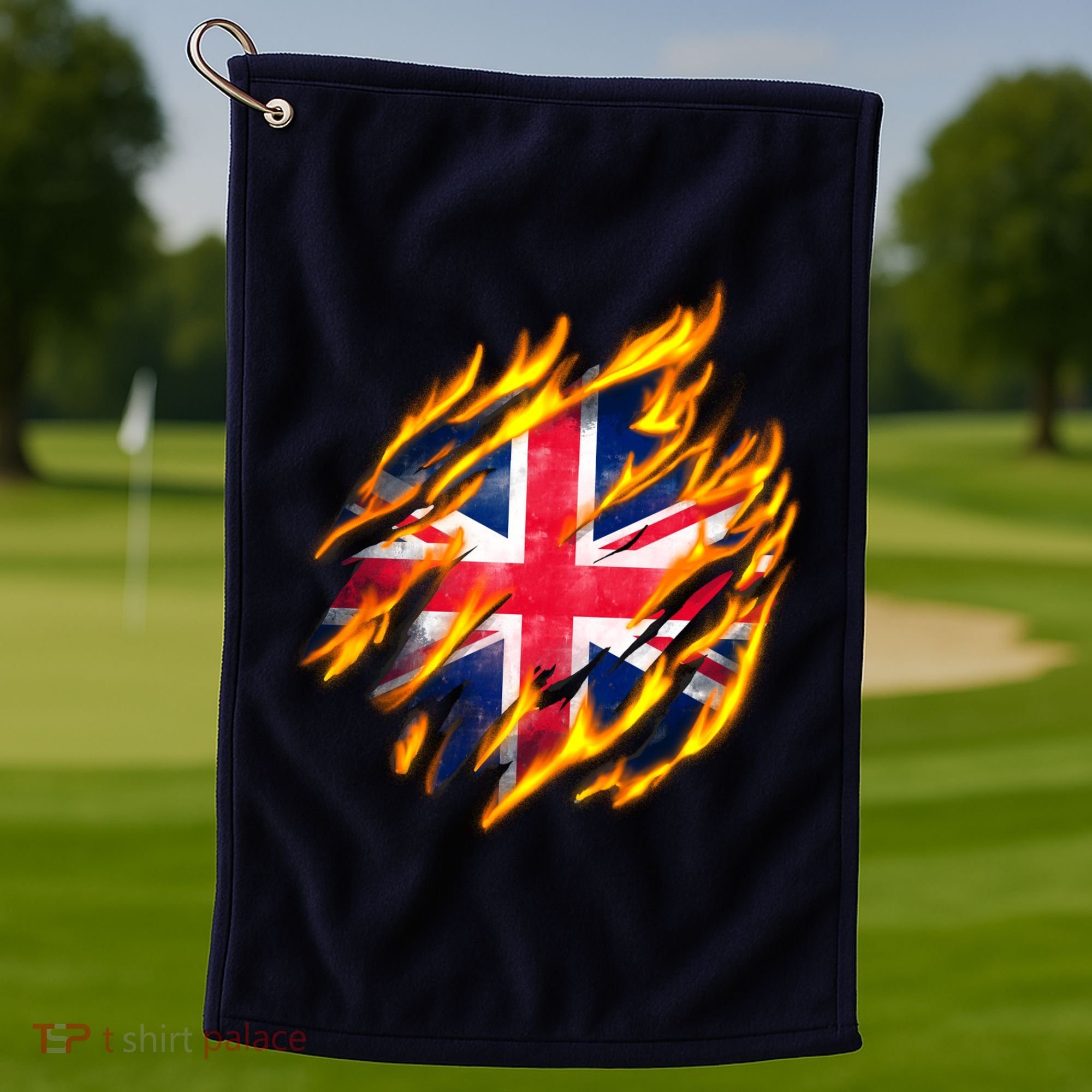 United Kingdom Flame Flag Golf Towel