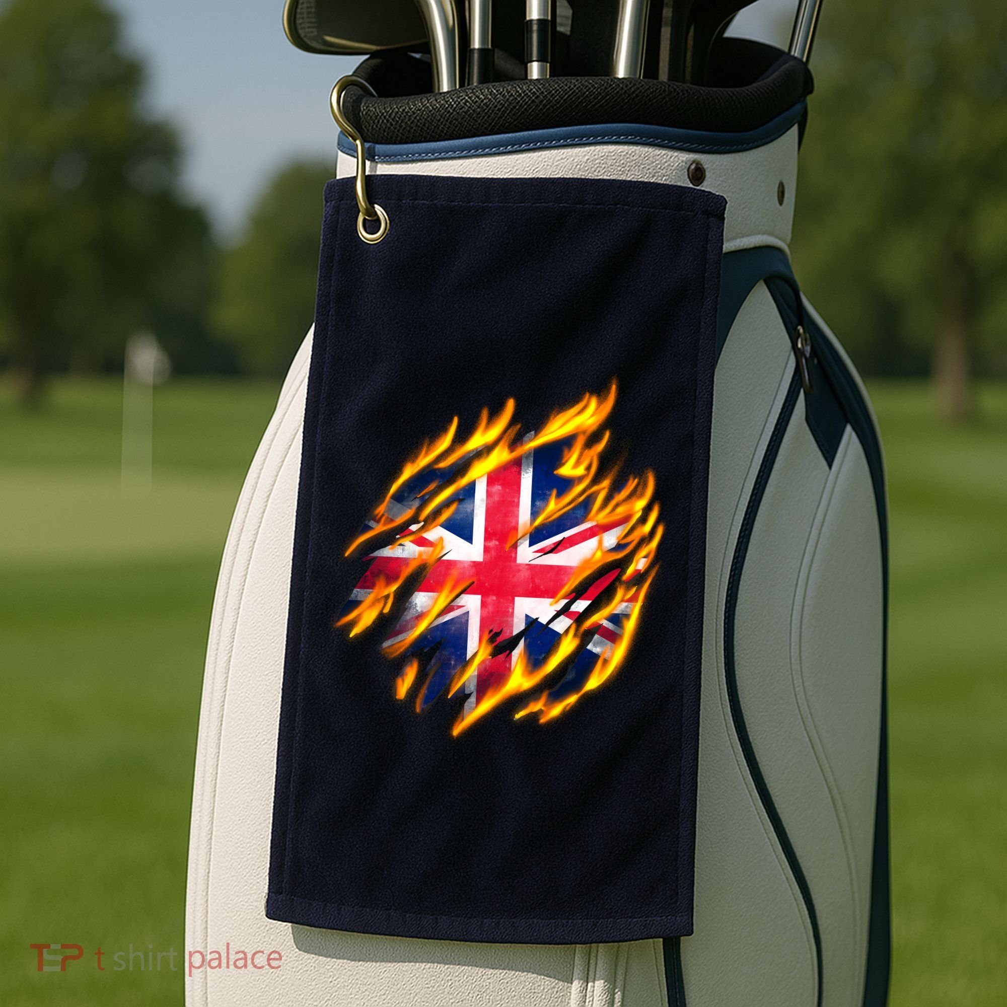 United Kingdom Flame Flag Golf Towel