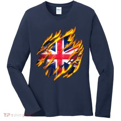 United Kingdom Flame Flag Women's Long Sleeve Shirt
