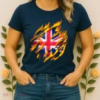 United Kingdom Flame Flag Women's T-Shirt thumb 2