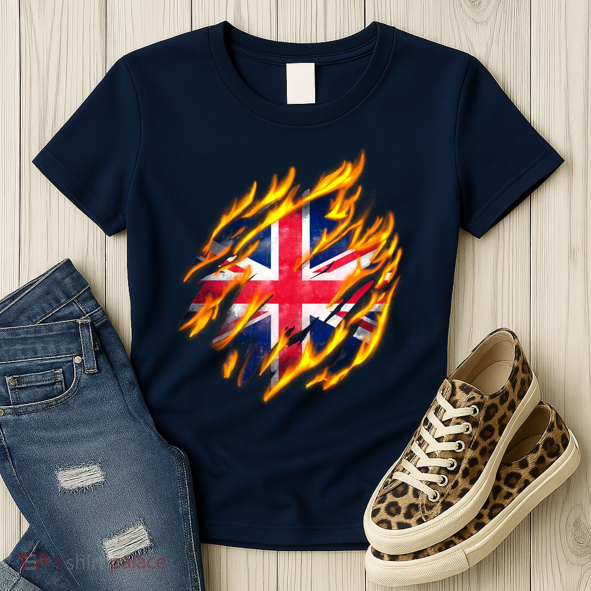 United Kingdom Flame Flag Women's T-Shirt