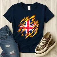 United Kingdom Flame Flag Women's T-Shirt thumb 3