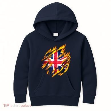 United Kingdom Flame Flag Kids Hoodie