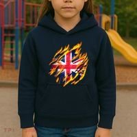 United Kingdom Flame Flag Kids Hoodie thumb 3