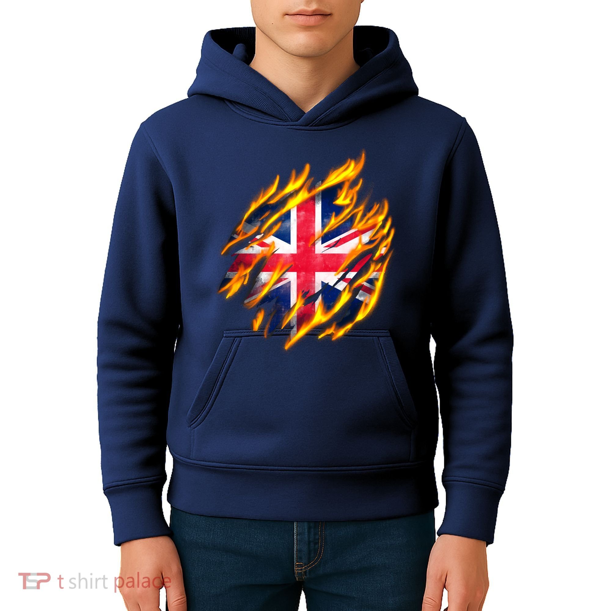 United Kingdom Flame Flag Kids Hoodie