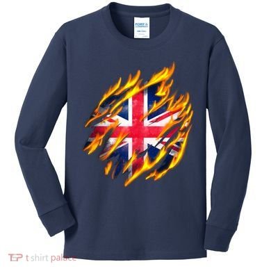 United Kingdom Flame Flag Kids Long Sleeve Shirt