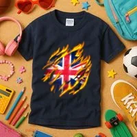 United Kingdom Flame Flag Kids T-Shirt thumb 3