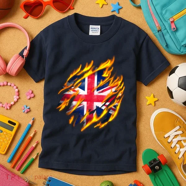 United Kingdom Flame Flag Kids T-Shirt