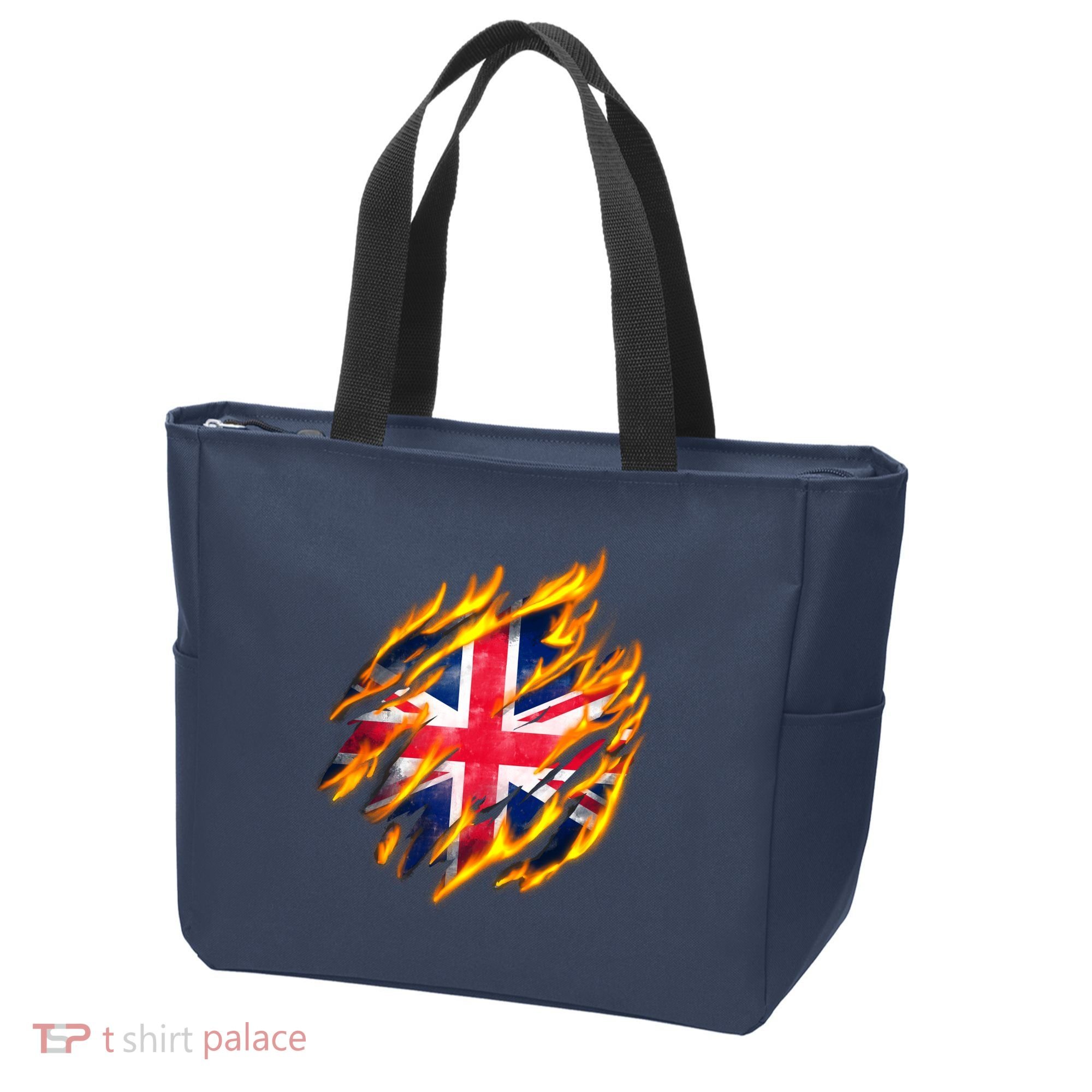 United Kingdom Flame Flag Tote Bag